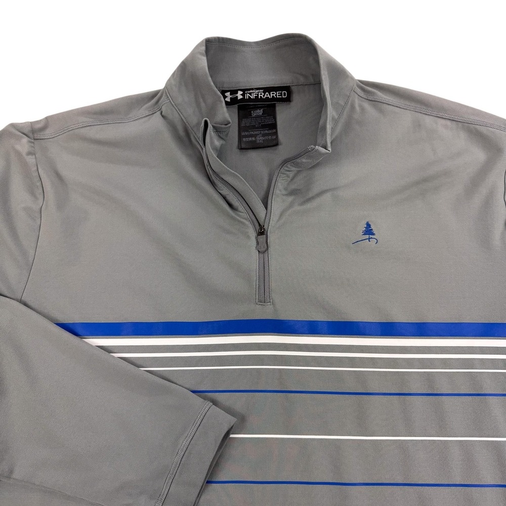 Under Armour ColdGear Infrared Pullover Mens Large Gray Striped 1/4 Zip Golf